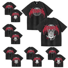 Unisex Kpop Dominate Pattern Washed T-Shirt