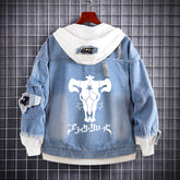 Casual Asta Anime Print Hooded Denim Jacket