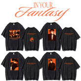 KPOP Album Poster Logo Print Washed T-shirt