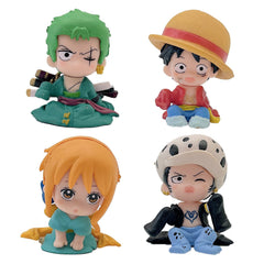 4 Seated Anime Luffy Zoro Doll Figures