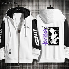 Unisex Anime Print Zipper Cardigan Hoodie