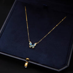 S925 Silver Gradient Blue Butterfly Necklace