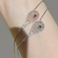 Dazzling Tennis Racket Pendant Necklace