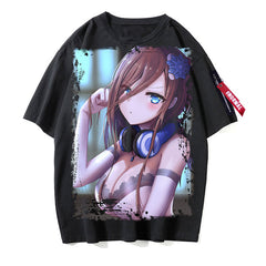 Women's Anime Short-sleeved Black T-shirt