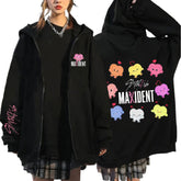 Kpop Graphic Print Hooded Zipper Cardigan