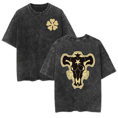 Casual Washed Anime Cotton T-Shirt