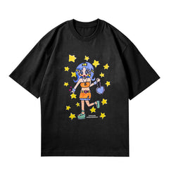 MINJI Graffiti Printed Short-sleeved T-shirt