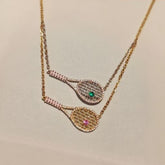 Dazzling Tennis Racket Pendant Necklace