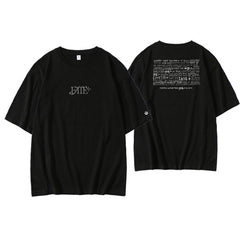 Unisex Kpop Letter Crew Neck Loose T-shirt
