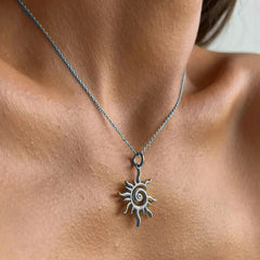 Retro Sun Vortex Pendant Necklace