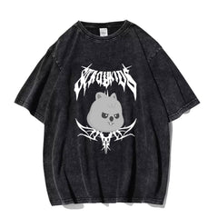 Unisex Kpop Cartoon Washed T-shirt