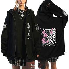 Unisex Anime Pattern Printed Zipper Hoodie