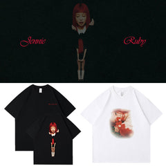 JENNIE Ruby Printed Cotton Short-sleeved T-shirt