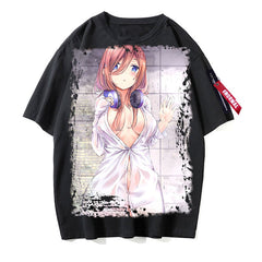 Women's Anime Short-sleeved Black T-shirt