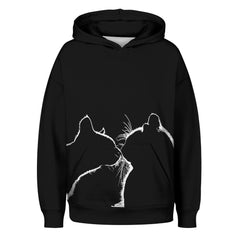 Couple Cat Pattern 3D Printed Pullover Hoodie