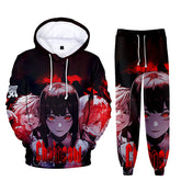 Trendy Anime Digital Print Hoodie Trousers Suit
