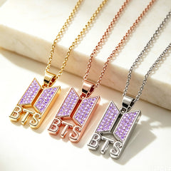 Creative BANGTAN Inlaid Zircon Pendant Necklace