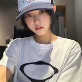 Haerin Cotton Letter Short-sleeved T-shirt