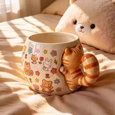 Cute Cat Handle Ceramic Mug