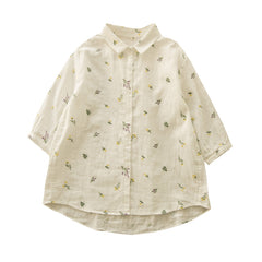 Women's Half Sleeve Summer Fresh Floral Printed Shirt