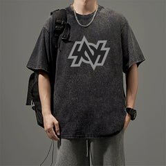 Vintage Game Pattern Washed Cotton T-shirt