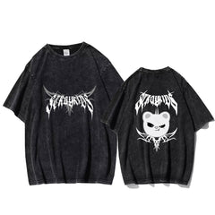 Vintage KPOP ATE Cartoon Evil Doll Washed T-Shirt