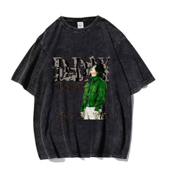 Vintage Trendy Kpop Print Washed T-shirt