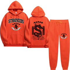 Unisex Kpop Letter Print Hoodie with Sweatpants Co-ords