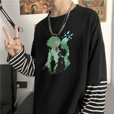 Unisex Color Block Striped Printed Slim Fit Long Sleeve Shirt