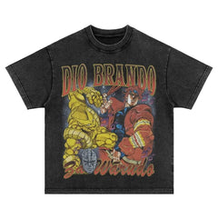 Unisex Vintage Anime JoJo Washed T-Shirt