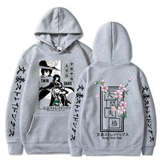 Casual Anime Graphic Printed Drawstring Hoodie