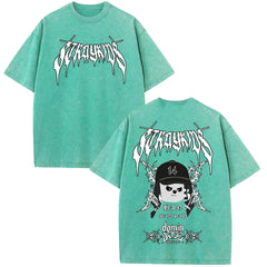 Evil Skz Animal Characters Print Summer Short Sleeve Washed Tee