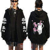 Unisex Anime Logo Printed Zipper Loose Hoodie