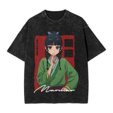 Unisex Anime Pattern Washed T-Shirt