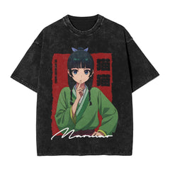 Unisex Anime Pattern Washed T-Shirt