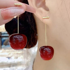 Red Cherry Drop Earrings