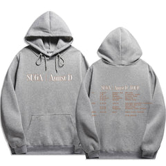 Unisex Kpop Letter Agust-d Print Pullover Hoodie