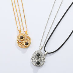 Sun and Moon Couple Projection Magnetic Necklace