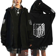 Unisex Anime Pattern Printed Zipper Hoodie
