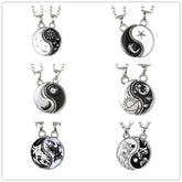 Sun Moon Yin Yang Couple Necklace Set