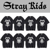 Unisex Kpop Cartoon Washed T-shirt