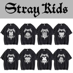 Unisex Kpop Cartoon Washed T-shirt