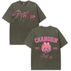 CHANGBIN KPOP Cotton Loose Washed T-shirt