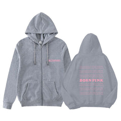 Unisex Blink BORN PINK Hooded Zipper Jacket