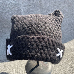 YEONJUN Black Horn Knitted Hat