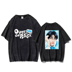 Stay Over The Rain Printed Washed T-shirt