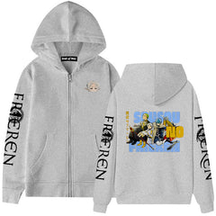Unisex Anime Graphic Print Zipper Hoodie