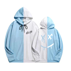 Unisex Miss You Printed Casual Loose Patchwork Hoodie