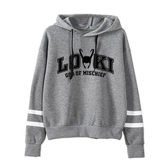 Trendy LOKI Graphic Print Loose Striped Hoodie