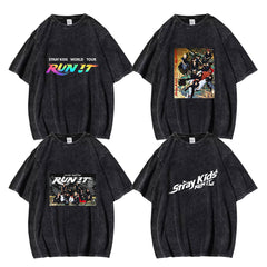 SKZ RUN IT Poster Cotton Washed T-shirt